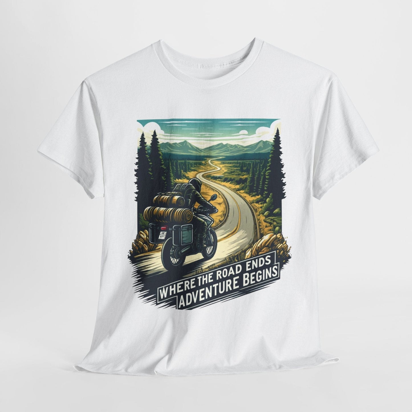 TeeFEVA T-Shirt ABR Loons | "Where The Road Ends, Adventure Begins" | Stamp Style 001 | Unisex Heavy Cotton Tee