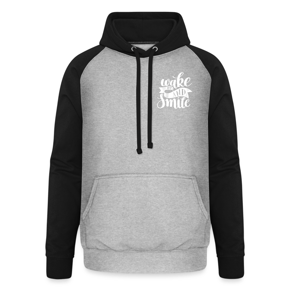 TeeFEVA Unisex Baseball Hoodie | AWDis Unisex Baseball Hoodie | Wake Up & Smile