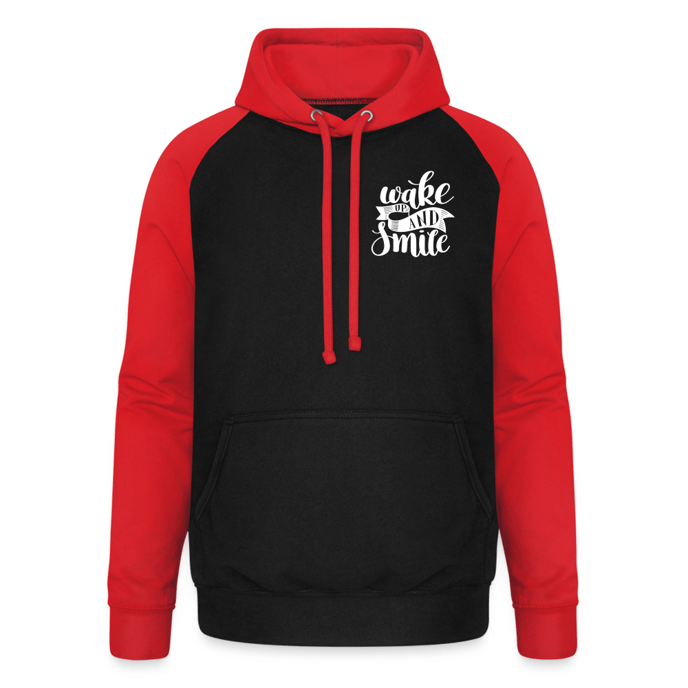 TeeFEVA Unisex Baseball Hoodie | AWDis Unisex Baseball Hoodie | Wake Up & Smile