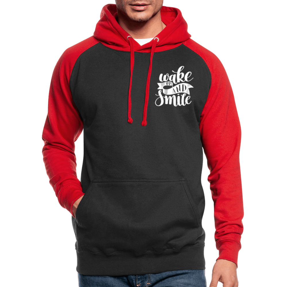 TeeFEVA Unisex Baseball Hoodie | AWDis Unisex Baseball Hoodie | Wake Up & Smile