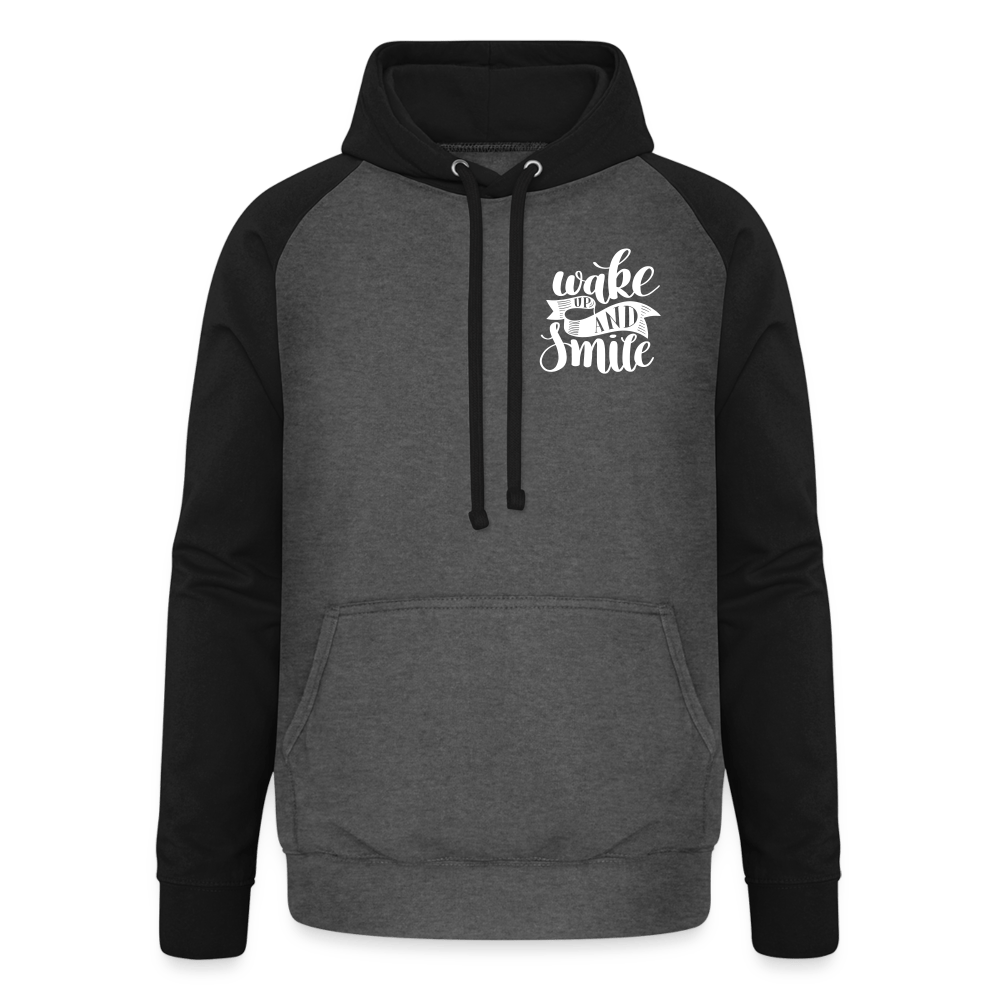 TeeFEVA Unisex Baseball Hoodie | AWDis Unisex Baseball Hoodie | Wake Up & Smile