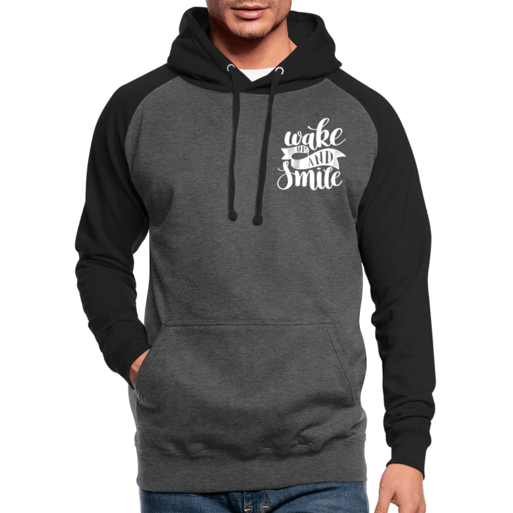 TeeFEVA Unisex Baseball Hoodie | AWDis Unisex Baseball Hoodie | Wake Up & Smile