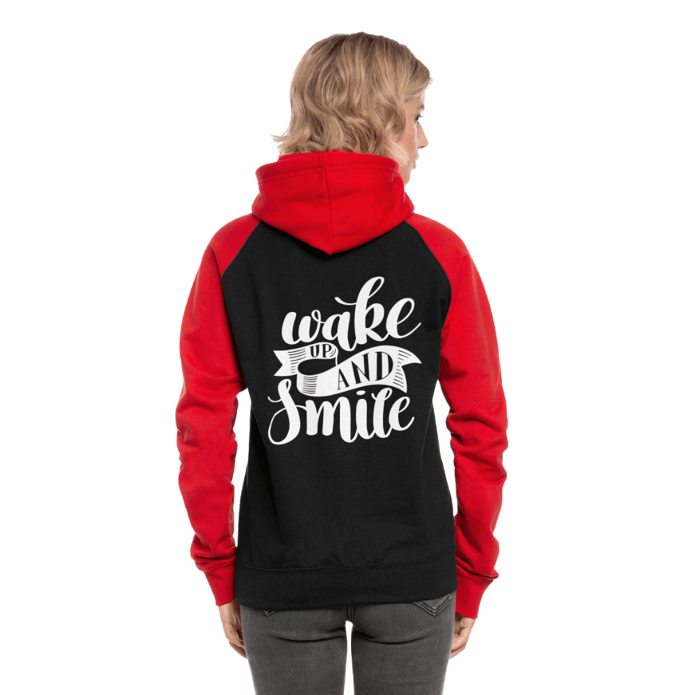 TeeFEVA Unisex Baseball Hoodie | AWDis Unisex Baseball Hoodie | Wake Up & Smile