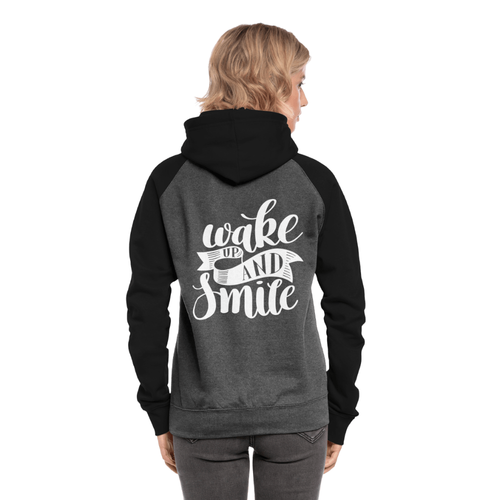 TeeFEVA Unisex Baseball Hoodie | AWDis Unisex Baseball Hoodie | Wake Up & Smile