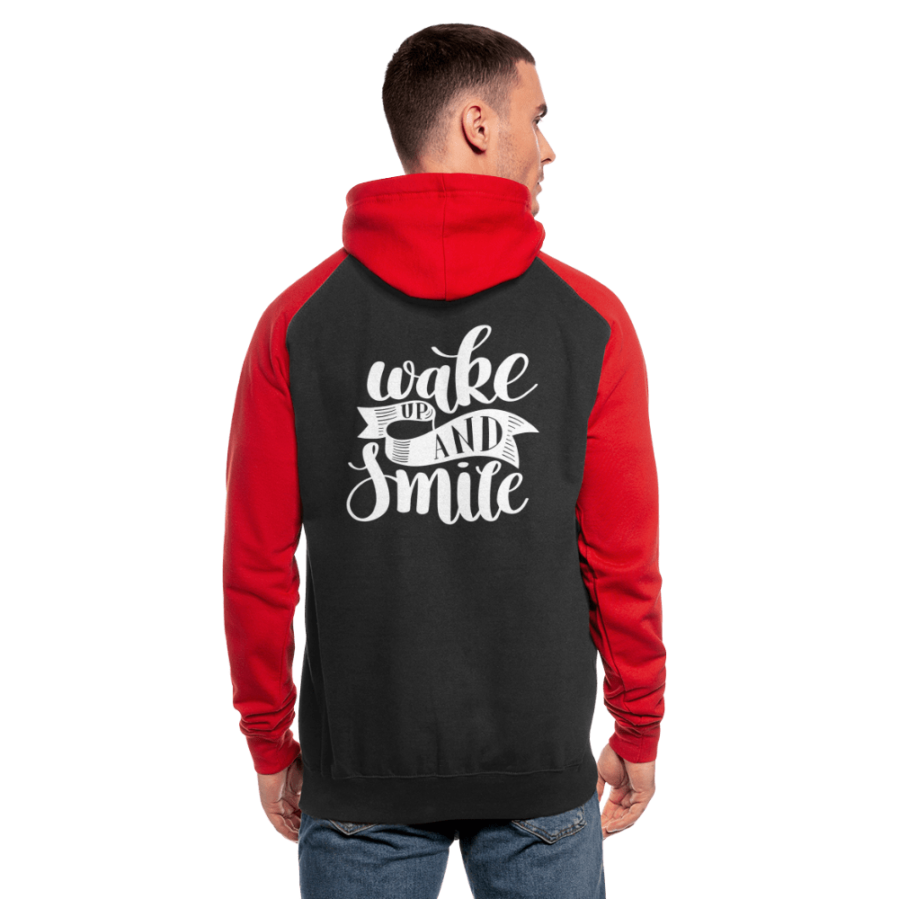 TeeFEVA Unisex Baseball Hoodie | AWDis Unisex Baseball Hoodie | Wake Up & Smile