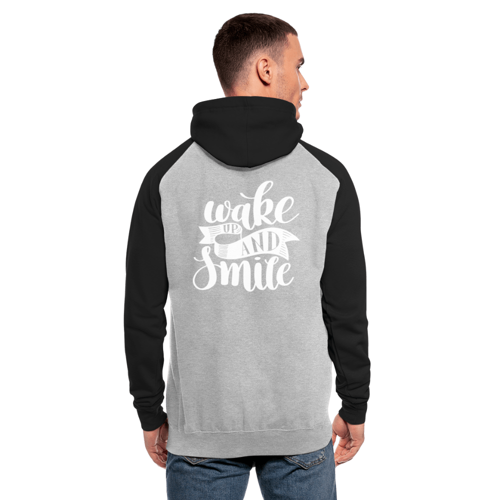 TeeFEVA Unisex Baseball Hoodie | AWDis Unisex Baseball Hoodie | Wake Up & Smile