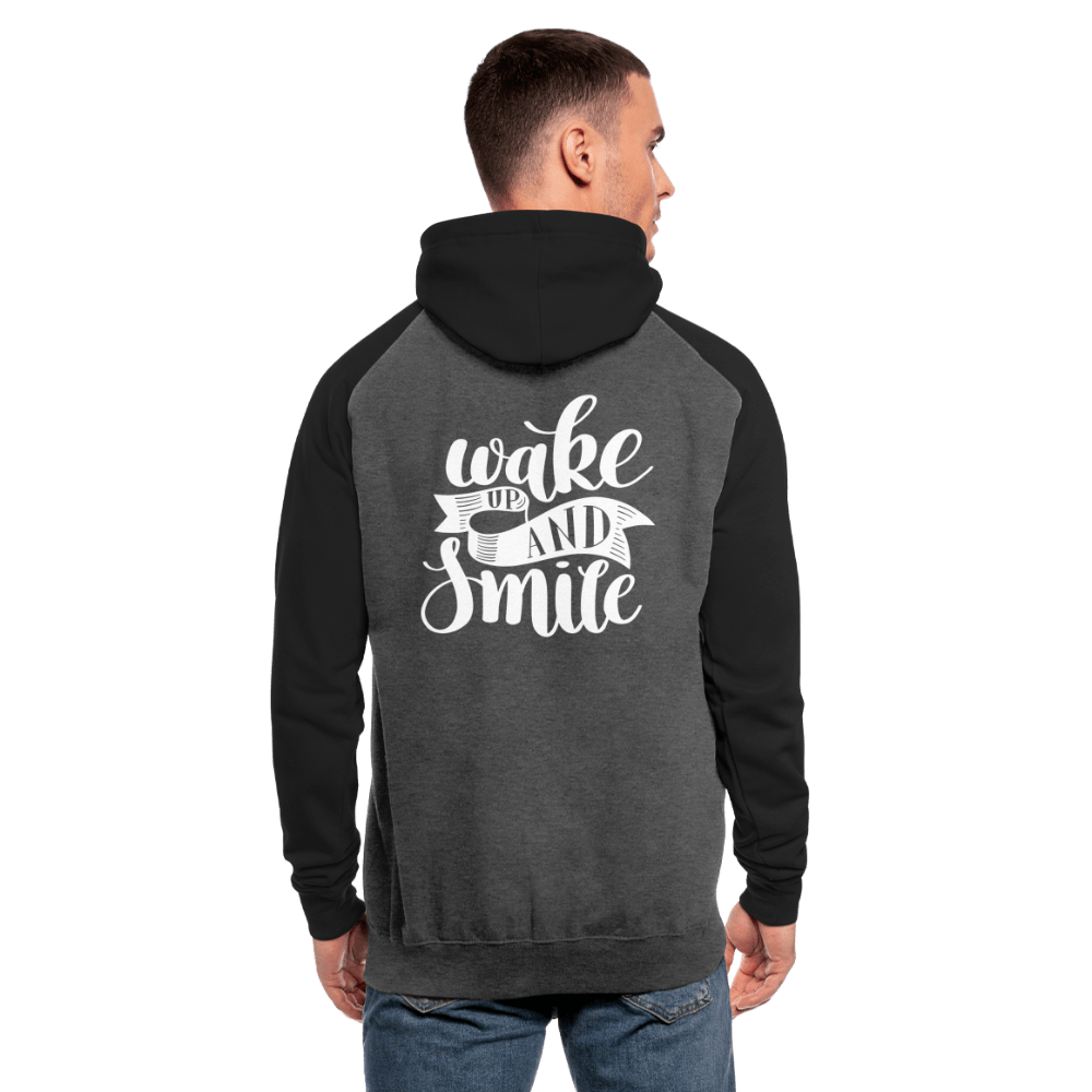 TeeFEVA Unisex Baseball Hoodie | AWDis Unisex Baseball Hoodie | Wake Up & Smile