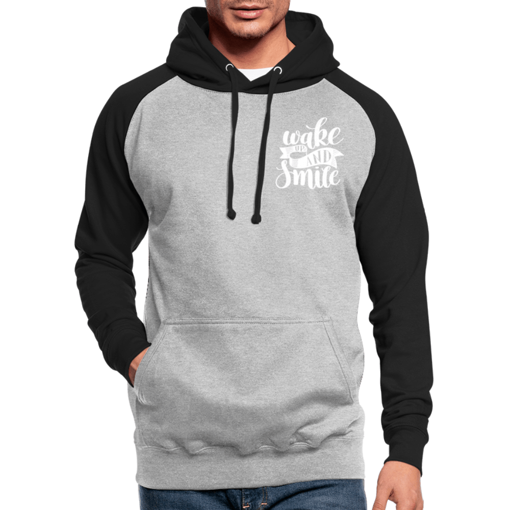 TeeFEVA Unisex Baseball Hoodie | AWDis Unisex Baseball Hoodie | Wake Up & Smile