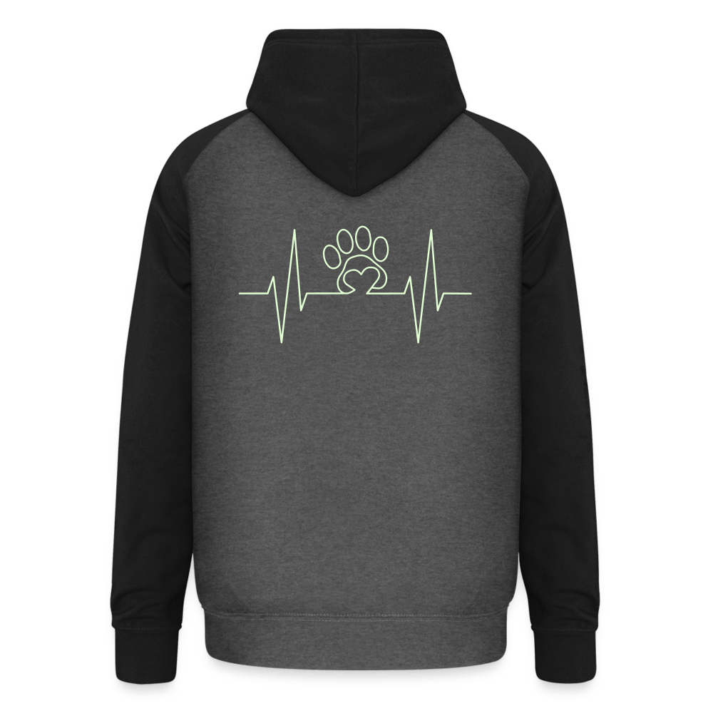 TeeFEVA Unisex Baseball Hoodie | AWDis Unisex Reflective Dog Walkers Hoodie | Heartbeat Paw