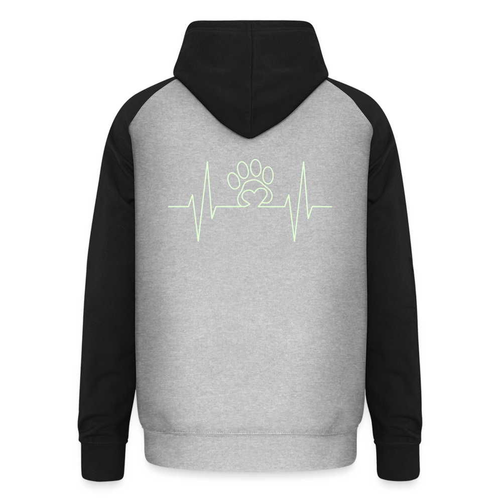 TeeFEVA Unisex Baseball Hoodie | AWDis Unisex Reflective Dog Walkers Hoodie | Heartbeat Paw