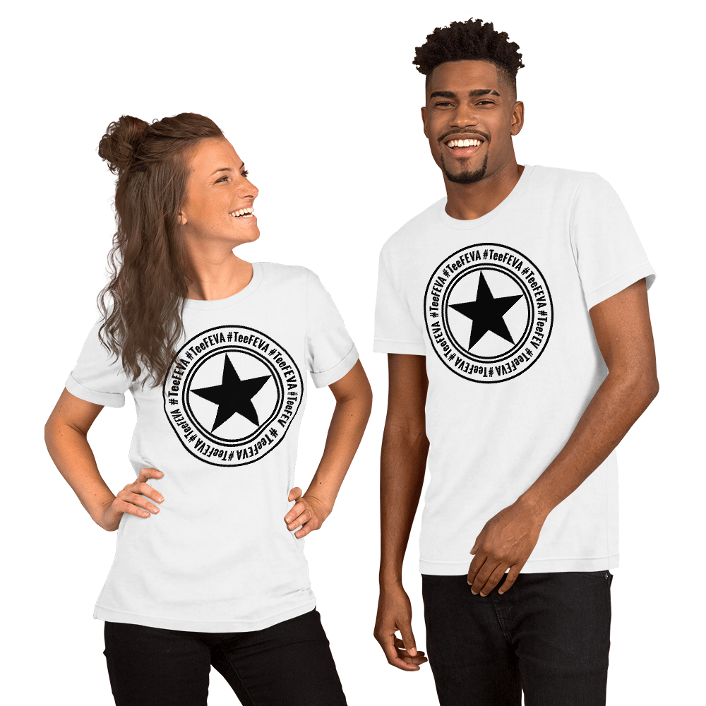 TeeFEVA Unisex TShirt | 8 Point TeeFEVA Black Stamp | Multi Tee Colours (MTC)